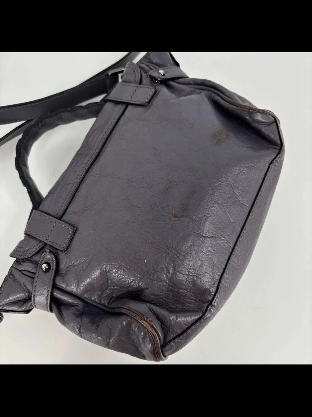 Mulberry Dark Gray Leather Shoulder Satchel